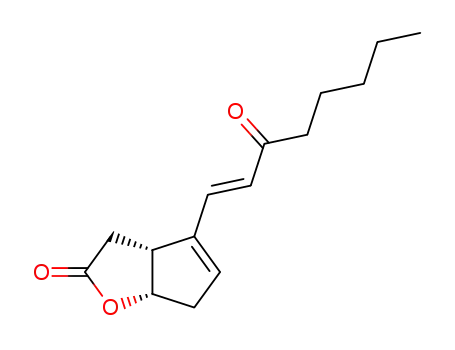 Molecular Structure of 49673-16-7 ((3aR,6aS)-4-((E)-3-Oxo-oct-1-enyl)-3,3a,6,6a-tetrahydro-cyclopenta[b]furan-2-one)