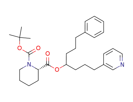 Molecular Structure of 189754-09-4 (1,2-Piperidinedicarboxylic acid, 1-(1,1-dimethylethyl)
2-[1-(3-phenylpropyl)-4-(3-pyridinyl)butyl] ester, (2S)-)