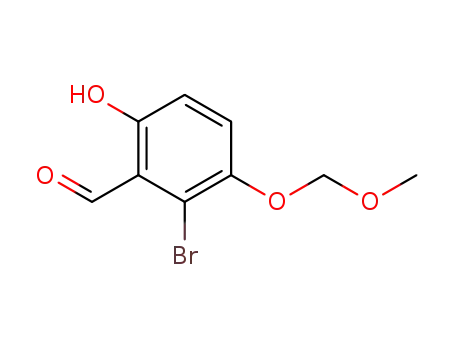 Molecular Structure of 877319-66-9 (Benzaldehyde, 2-bromo-6-hydroxy-3-(methoxymethoxy)-)