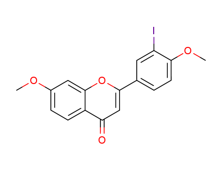 Molecular Structure of 15837-61-3 (4H-1-Benzopyran-4-one, 2-(3-iodo-4-methoxyphenyl)-7-methoxy-)