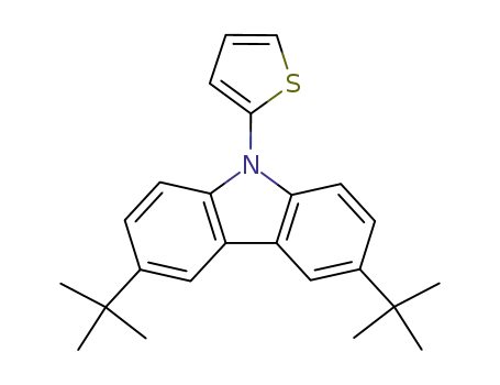Molecular Structure of 601454-32-4 (9H-Carbazole, 3,6-bis(1,1-dimethylethyl)-9-(2-thienyl)-)