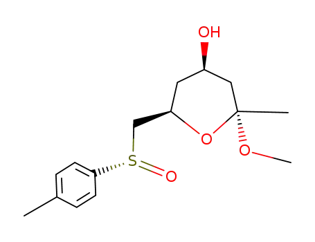 Molecular Structure of 799247-46-4 (2H-Pyran-4-ol,
tetrahydro-2-methoxy-2-methyl-6-[[(S)-(4-methylphenyl)sulfinyl]methyl]-,
(2R,4R,6R)-)