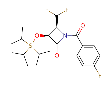 Molecular Structure of 740802-81-7 ((3S,4S)-1-(4-fluorobenzoyl)-3-triisopropylsiloxy-4-difluoromethylazetidin-2-one)