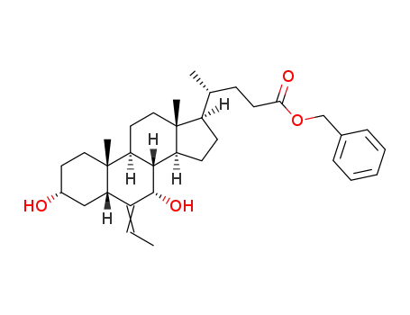 Molecular Structure of 1352328-67-6 (benzyl 3α,7α-dihydroxy-6-ethyliden-5β-cholan-24-oate)