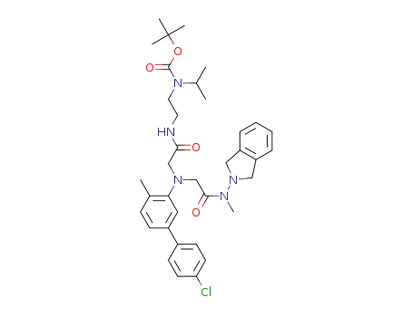 Molecular Structure of 1190895-17-0 (N<sub>2</sub>-(4'-chloro-4-methylbiphenyl-3-yl)-N<sub>2</sub>-{2-[1,3-dihydro-2H-isoindol-2-yl(methyl)amino]-2-oxoethyl}-N<sub>1</sub>-{2-[(tert-butoxycarbonyl)(isopropyl)amino]ethyl}glycinamide)