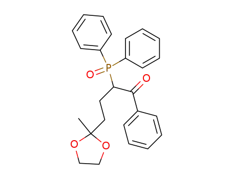 Molecular Structure of 87109-34-0 (1-Butanone,
2-(diphenylphosphinyl)-4-(2-methyl-1,3-dioxolan-2-yl)-1-phenyl-)