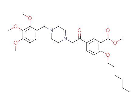 Molecular Structure of 1373428-06-8 (methyl 5-(2-(4-(2,3,4-trimethoxybenzyl)piperazin-1-yl)acetyl)-2-(hexyloxy)benzoate)