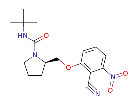 Molecular Structure of 1093205-07-2 ((R)-2-((2-cyano-3-nitrophenoxy)methyl)-N-tert-butylpyrrolidine-1-carboxamide)