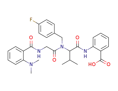 2-(2-(2-(2-(dimethylamino)benzamido)-N-(4-fluorobenzyl)acetamido)-3-methylbutanamido)benzoic acid