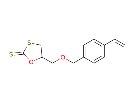 Molecular Structure of 1414436-28-4 (4-vinylbenzyl 1,3-oxathiolane-2-thione-5-ylmethyl ether)