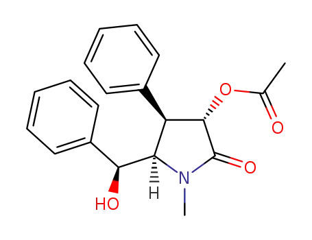 Molecular Structure of 595582-20-0 (2-Pyrrolidinone,
3-(acetyloxy)-5-[(S)-hydroxyphenylmethyl]-1-methyl-4-phenyl-,
(3S,4R,5R)-)