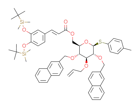 p-tolyl 6-O-[(E)-3,4-bis-(O-tert-butyldimethylsilyl)-caffeoyl]-3-O-allyl-2,4-di-O-(2-naphthyl)methyl-1-thio-β-D-glucopyranoside