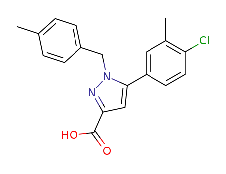 Molecular Structure of 192702-07-1 (1H-Pyrazole-3-carboxylicacid, 5-(4-chloro-3-methylphenyl)-1-[(4-methylphenyl)methyl]-)