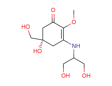 Molecular Structure of 59719-29-8 ((-)-5-Hydroxy-3-[[2-hydroxy-1-(hydroxymethyl)ethyl]amino]-5-(hydroxymethyl)-2-methoxy-2-cyclohexen-1-one)