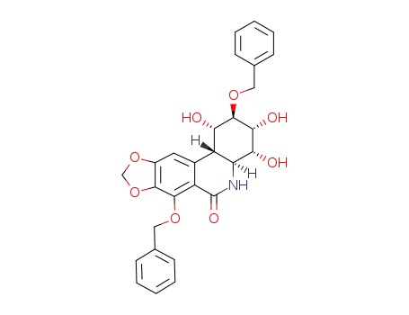 <(+/-)-(1β,2α,3β,4β,4aβ,11bα)>-1,3,4,4a,5,11b-Hexahydro-1,3,4-trihydroxy-2,7-bis(phenylmethoxy)<1,3>dioxolo<4,5-j>phenanthridin-6-(2H)-one