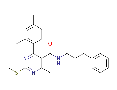 Molecular Structure of 404569-12-6 (5-Pyrimidinecarboxamide,
4-(2,4-dimethylphenyl)-6-methyl-2-(methylthio)-N-(3-phenylpropyl)-)
