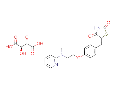 Molecular Structure of 397263-88-6 (2,4-Thiazolidinedione,
5-[[4-[2-(methyl-2-pyridinylamino)ethoxy]phenyl]methyl]-,
rel-(2R,3S)-2,3-dihydroxybutanedioate (1:1))