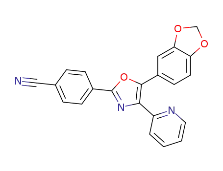 Molecular Structure of 301836-52-2 (Benzonitrile, 4-[5-(1,3-benzodioxol-5-yl)-4-(2-pyridinyl)-2-oxazolyl]-)
