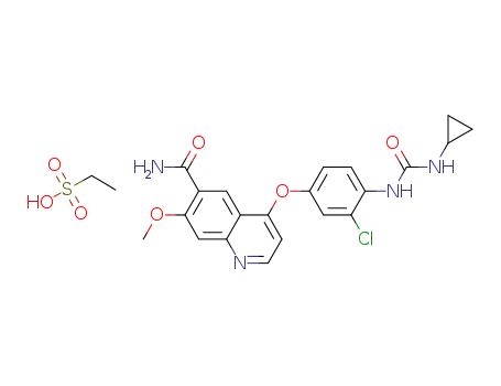 Ethanesulfonic acid, compd. with
4-[3-chloro-4-[[(cyclopropylamino)carbonyl]amino]phenoxy]-7-methoxy-
6-quinolinecarboxamide (1:1)