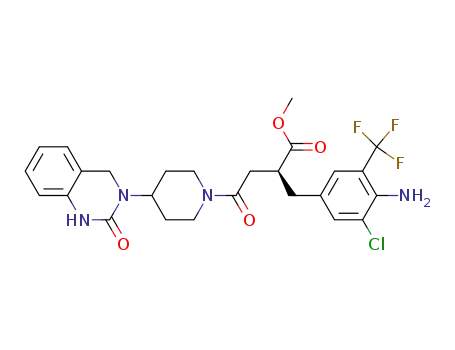 Molecular Structure of 688020-82-8 ((S)-2-(4-amino-3-chloro-5-trifluoromethyl-benzyl)-4-oxo-4-[4-(2-oxo-1,4-dihydro-2H-quinazolin-3-yl)-piperidin-1-yl]-butyric acid methyl ester)