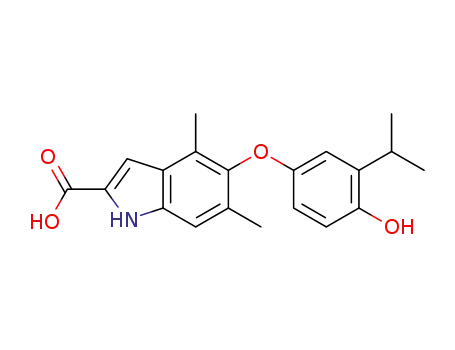 Molecular Structure of 503631-40-1 (1H-Indole-2-carboxylic acid,
5-[4-hydroxy-3-(1-methylethyl)phenoxy]-4,6-dimethyl-)