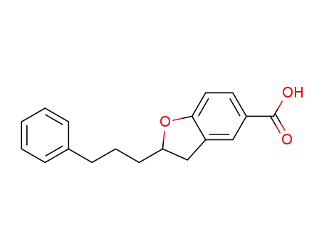 Molecular Structure of 197506-30-2 (2-(3-phenylpropyl)-2,3-dihydrobenzofuran-5-carboxylic acid)