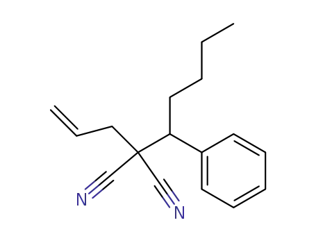 Molecular Structure of 112654-16-7 (Propanedinitrile, (1-phenylpentyl)-2-propenyl-)