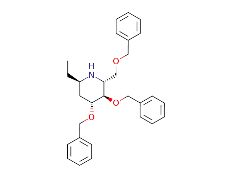 Molecular Structure of 605675-63-6 (Piperidine, 6-ethyl-3,4-bis(phenylmethoxy)-2-[(phenylmethoxy)methyl]-,
(2R,3R,4R,6R)-)