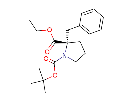 Molecular Structure of 619306-99-9 (1,2-Pyrrolidinedicarboxylic acid, 2-(phenylmethyl)-, 1-(1,1-dimethylethyl)
2-ethyl ester, (2S)-)