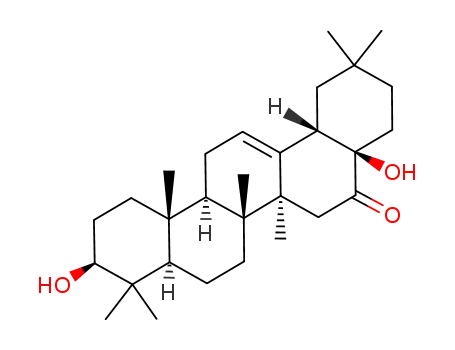 Molecular Structure of 81426-91-7 (3β,17-Dihydroxy-28-nor-5α-olean-12-en-16-one)