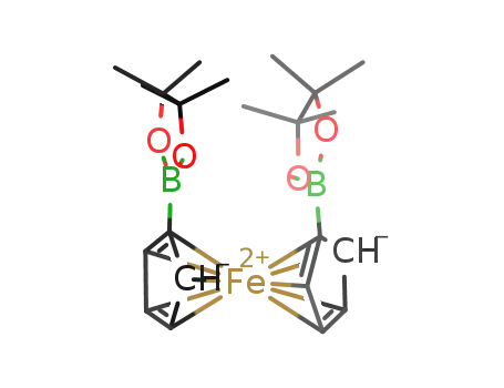 Molecular Structure of 737776-93-1 (1,1'-FERROCENEDIBORONIC ACID BIS(PINACOL) ESTER, 97%)