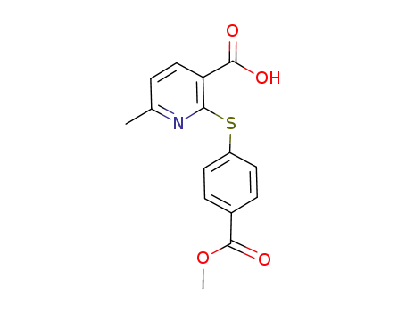 Molecular Structure of 889879-79-2 (3-Pyridinecarboxylic acid, 2-[[4-(methoxycarbonyl)phenyl]thio]-6-methyl-)