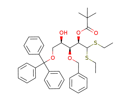 Molecular Structure of 945224-34-0 (2-O-pivaloyl-3-O-benzyl-5-O-triphenylmethyl-D-xylose di(ethylthio)acetal)
