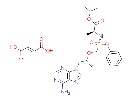 1392275-56-7,Tenofovir Alafenamide Fumarate,L-Alanine,N-[(S)-[[(1R)-2-(6-amino-9H-purin-9-yl)-1-methylethoxy]methyl]phenoxyphosphinyl]-, 1-methylethyl ester, (2E)-2-butenedioate (2:1);N-[(S)-[[(1R)-2-(6-Amino-9H-purin-9-yl)-1-methylethoxy]methyl]phenoxyphosphinyl]-L-alanine 1-methylethyl ester (2E)-2-butenedioate (2:1);GS-7340 (hemifumarate);(S)-Isopropyl 2-(((S)-((((R)-1-(6-amino-9H-purin-9-yl)propan-2-yl)oxy)methyl)(phenoxy)phosphoryl)amino)propanoate fumarate(2:1);(R)-isopropyl 2-(((S)-((((R)-1-(6-amino-9H-purin-9-yl)propan-2-yl)oxy)methyl)(phenoxy)phosphoryl)amino)propanoate fumarate;N-[(S)-[[(1R)-2-(6-amino-9H-purin-9-yl)-1-methylethoxy]methyl]phenoxyphosphinyl]-, 1-methylethyl ester