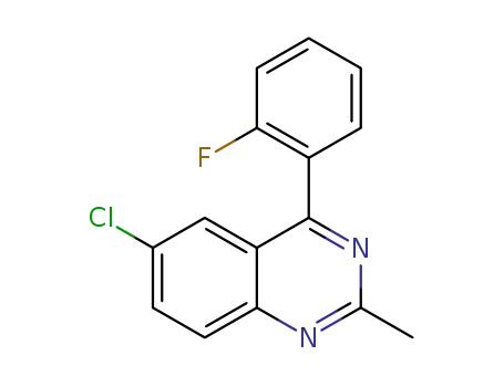 Molecular Structure of 119401-13-7 (6-chloro-4-(2-fluorophenyl)-2-methylquinazoline)