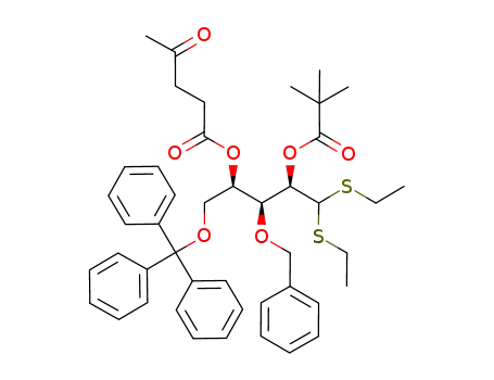 Molecular Structure of 945224-35-1 (2-O-pivaloyl-3-O-benzyl-4-O-levulinoyl-5-O-triphenylmethyl-D-xylose di(ethylthio)acetal)