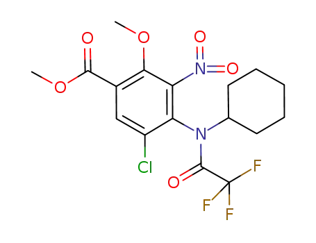 Molecular Structure of 871932-90-0 (5-chloro-4-[cyclohexyl-(2,2,2-trifluoroacetyl)amino]-2-methoxy-3-nitrobenzoic acid methyl ester)
