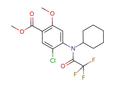 Molecular Structure of 871932-89-7 (5-chloro-4-[cyclohexyl-(2,2,2-trifluoroacetyl)amino]-2-methoxybenzoic acid methyl ester)