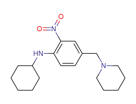 Molecular Structure of 509094-05-7 (N-cyclohexyl-2-nitro-4-((piperidin-1-yl)methyl)benzenamine)