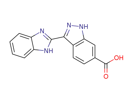 Molecular Structure of 319474-36-7 (1H-Indazole-6-carboxylic acid, 3-(1H-benzimidazol-2-yl)-)