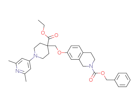 Molecular Structure of 247132-48-5 (7-[1-(2,6-dimethylpyridin-4-yl)-4-ethoxycarbonylpiperidin-4-ylmethoxy]-1,2,3,4-tetrahydroisoquinoline-2-carboxylic acid benzyl ester)