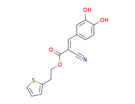 Molecular Structure of 132465-10-2 (2-(1-THIENYL)ETHYL-3,4-DIHYDROXYBENZYLIDENE-CYANOACETATE)