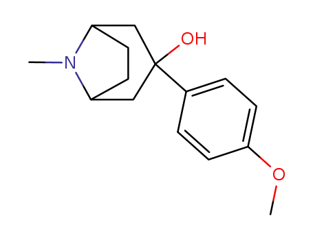 Molecular Structure of 22932-26-9 (3-(4-methoxyphenyl)-8-methyl-8-azabicyclo[3.2.1]octan-3-ol)