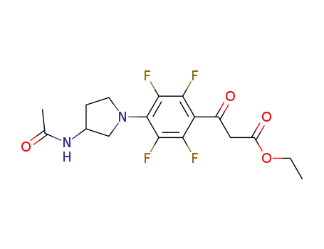 Molecular Structure of 155035-70-4 (ethyl 4-(3-acetamidopyrrolidin-1-yl)-2,3,5,6-tetrafluorobenzoylacetate)