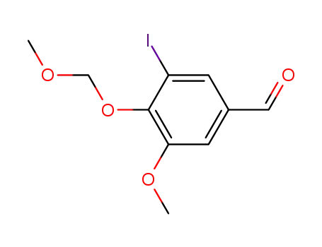 Molecular Structure of 212960-03-7 (Benzaldehyde, 3-iodo-5-methoxy-4-(methoxymethoxy)-)