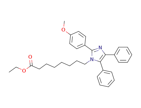 Molecular Structure of 142217-24-1 (1H-Imidazole-1-octanoic acid, 2-(4-methoxyphenyl)-4,5-diphenyl-, ethyl
ester)