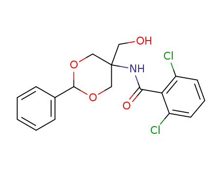 Molecular Structure of 183553-60-8 (Benzamide,
2,6-dichloro-N-[5-(hydroxymethyl)-2-phenyl-1,3-dioxan-5-yl]-)