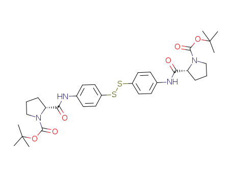 Molecular Structure of 877603-27-5 (bis[4-[(R)-1-tert-butoxycarbonylpyrrolidin-2-ylcarbonylamino]phenyl]disulfide)