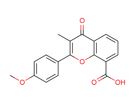 Molecular Structure of 90101-80-7 (4H-1-Benzopyran-8-carboxylic acid,
2-(4-methoxyphenyl)-3-methyl-4-oxo-)