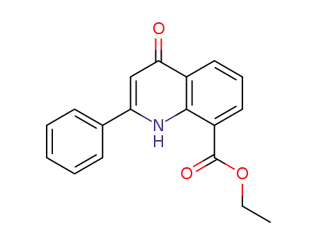 Molecular Structure of 90034-63-2 (8-Quinolinecarboxylic acid, 1,4-dihydro-4-oxo-2-phenyl-, ethyl ester)